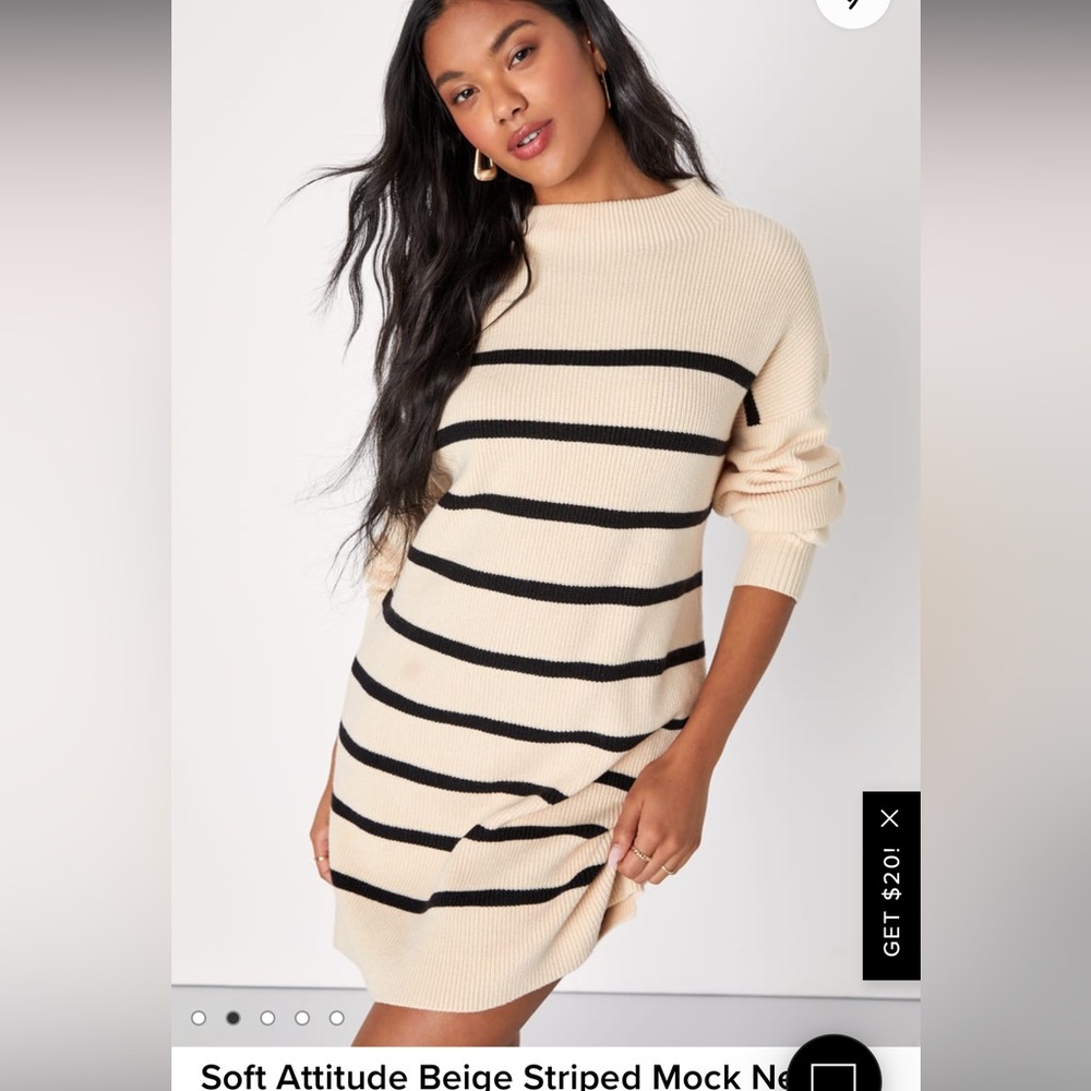 Lulus Striped Mock Dress NWOT